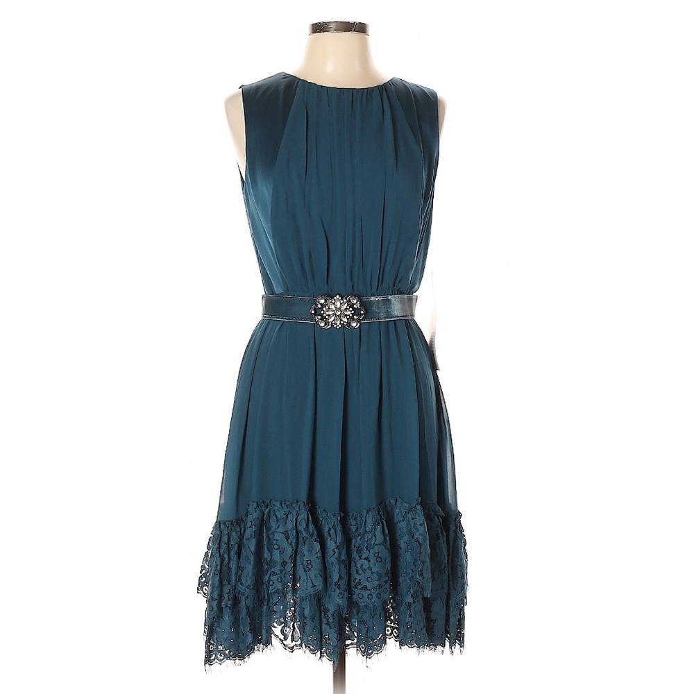 👗 Jessica Simpson Blue Fit & Flare Cocktail Dress Sz 10 ~ Romantic Whimsical - Picture 3 of 11